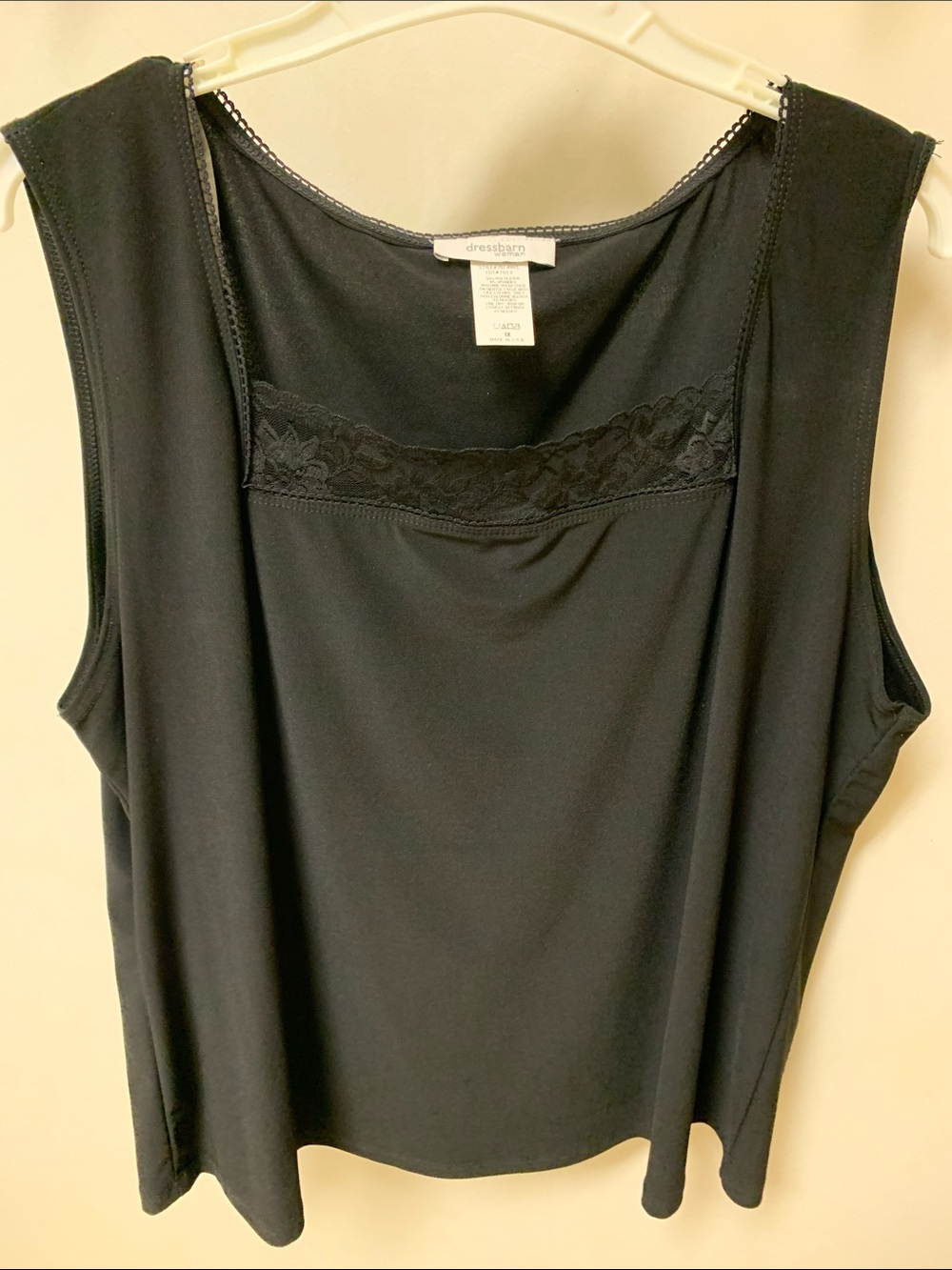 New dressbarn Black Lace-Trim Sleeveless Blouse